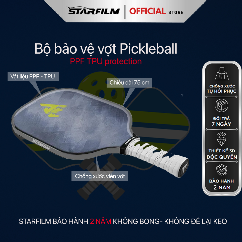 Pickleball PPF TPU bảo vệ viền vợt STARFILM